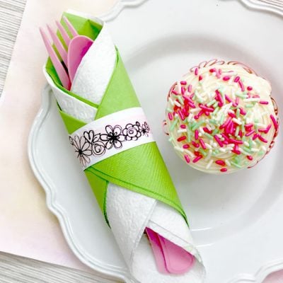 Pretty Floral Napkin Ring made with Cricut - Designed by Jen Goode