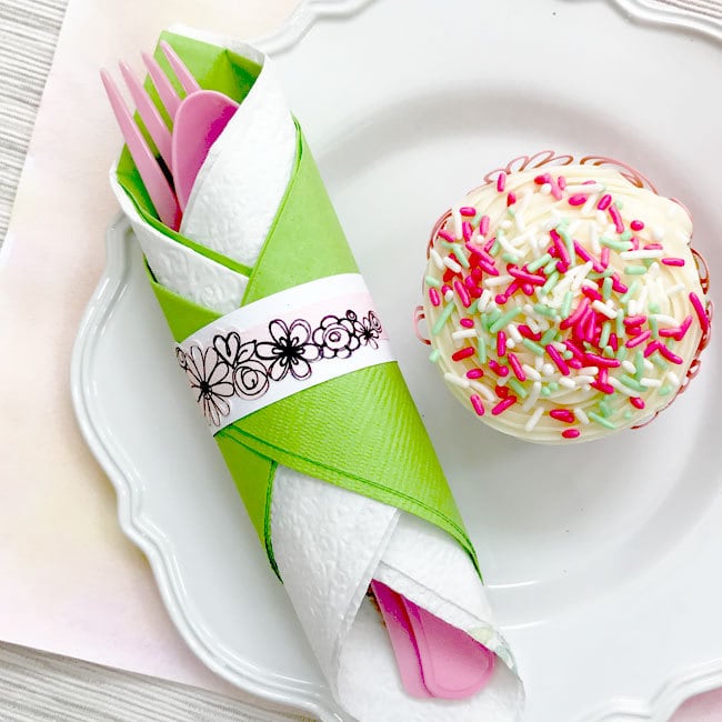 Pretty Floral Napkin Ring made with Cricut - Designed by Jen Goode