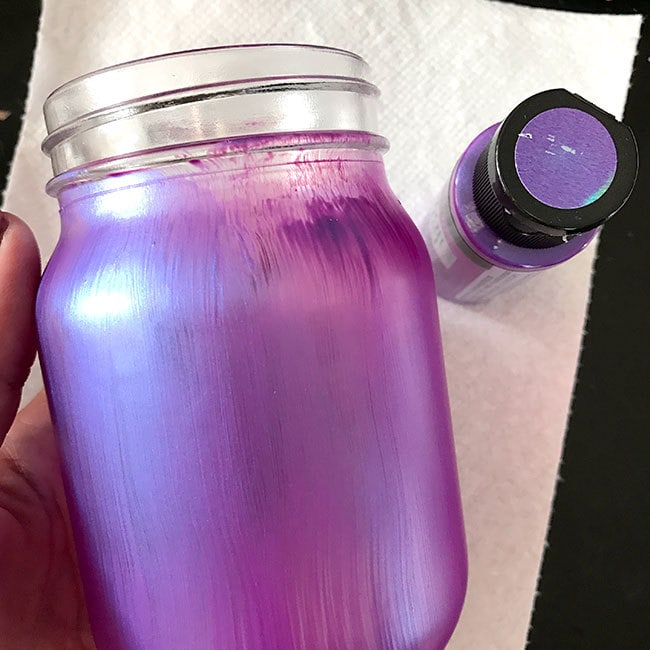Paint your mason jar with Color Shift paint
