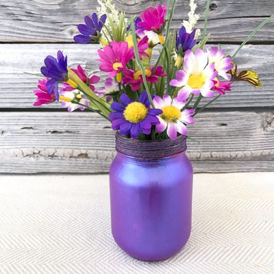 Pretty painted mason jar vase