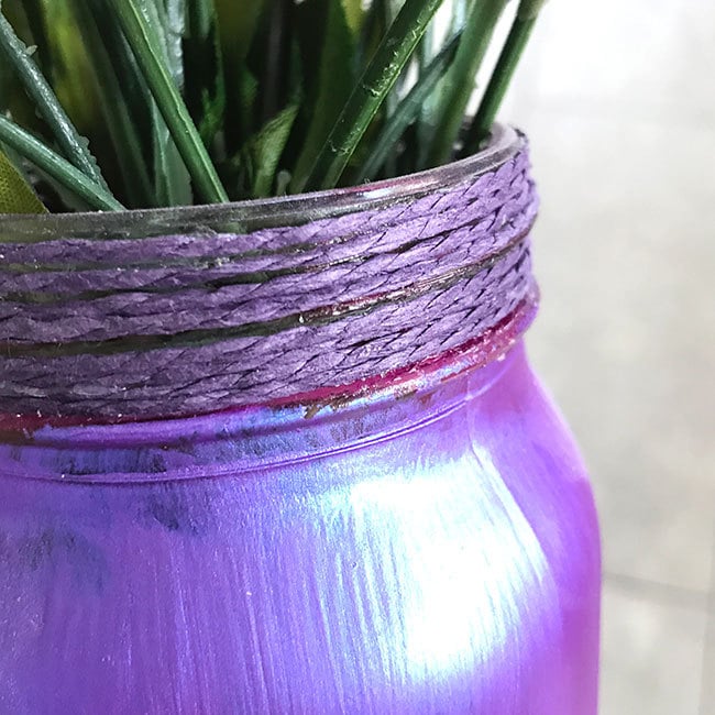Wrap top of vase with twine
