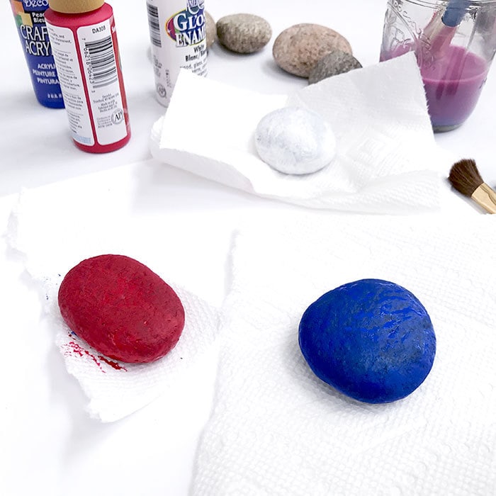Paint the rocks using a base color