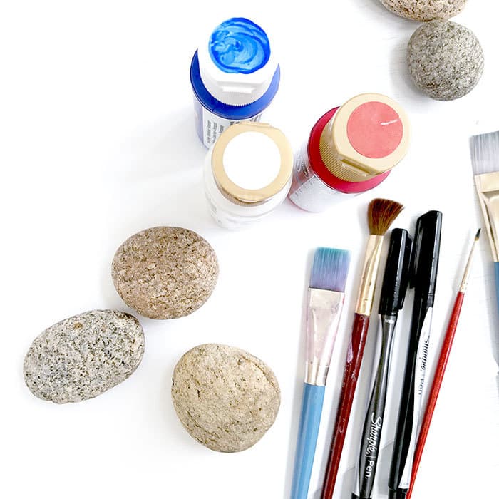Supplies you need to create your own patriotic painted rocks