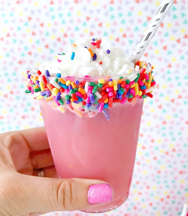 Make your own Rainbow Sprinkles Unicorn Drink