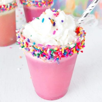 DIY Rainbow Sprinkles Unicorn Drink