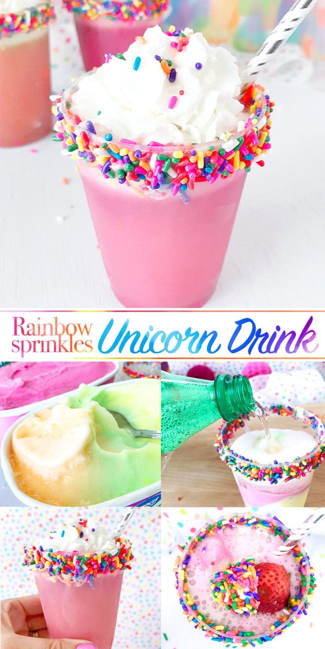 Make your own Rainbow Sprinkles Unicorn Drink