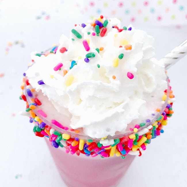 Top with whipped cream and sprinkles