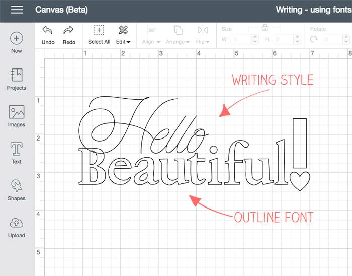 Drawing and Writing fonts with Cricut Design Space