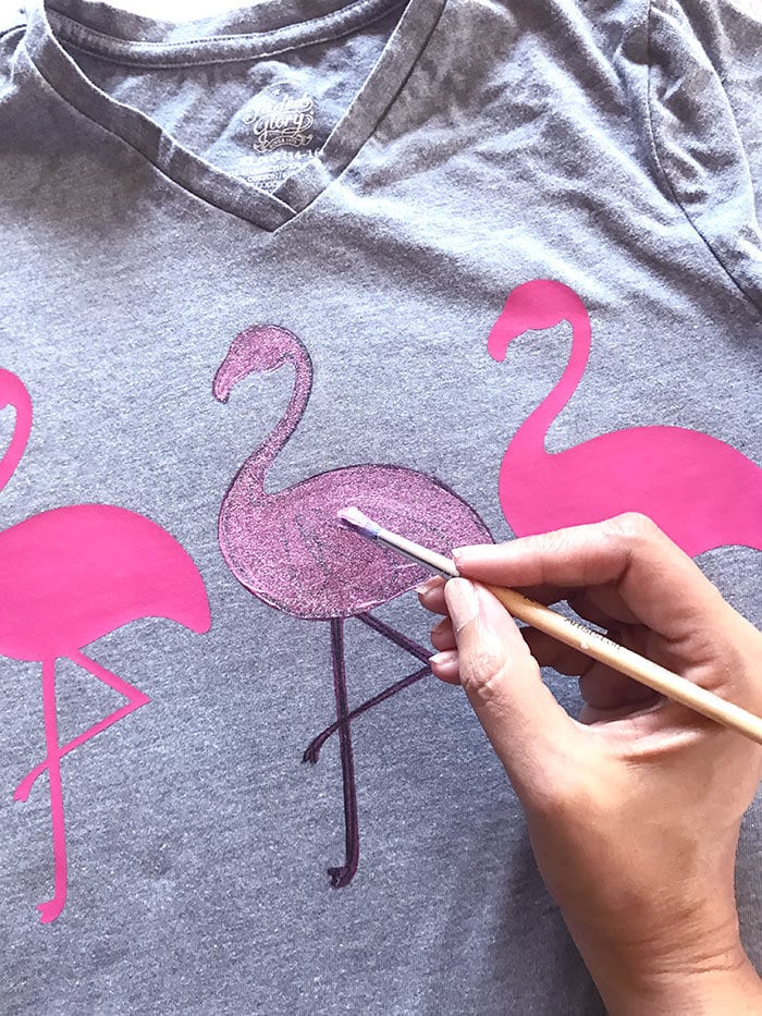 Making a DIY flamingo t-shirt