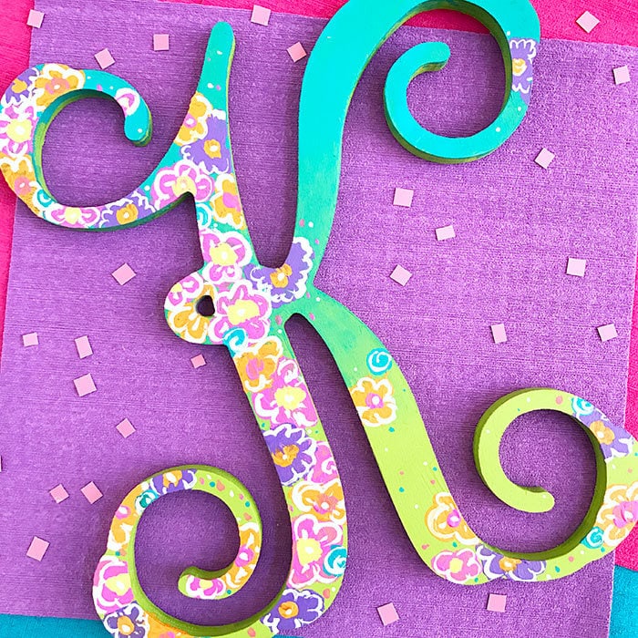 Floral Painted Wooden Monogram - 100 Directions