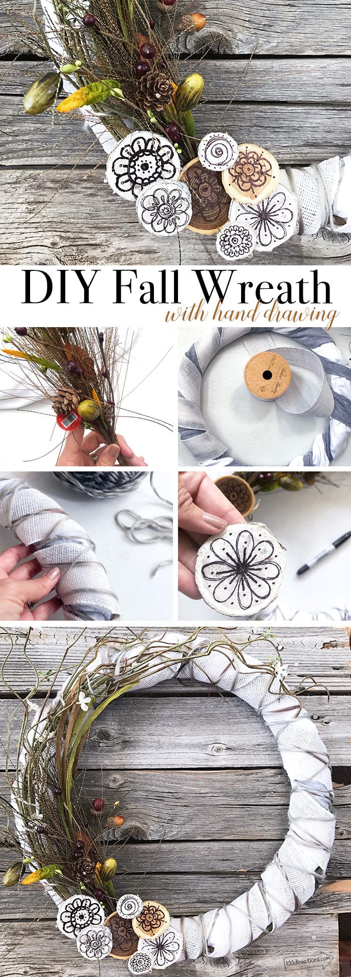 Make your own pretty Fall Wreath with hand drawing