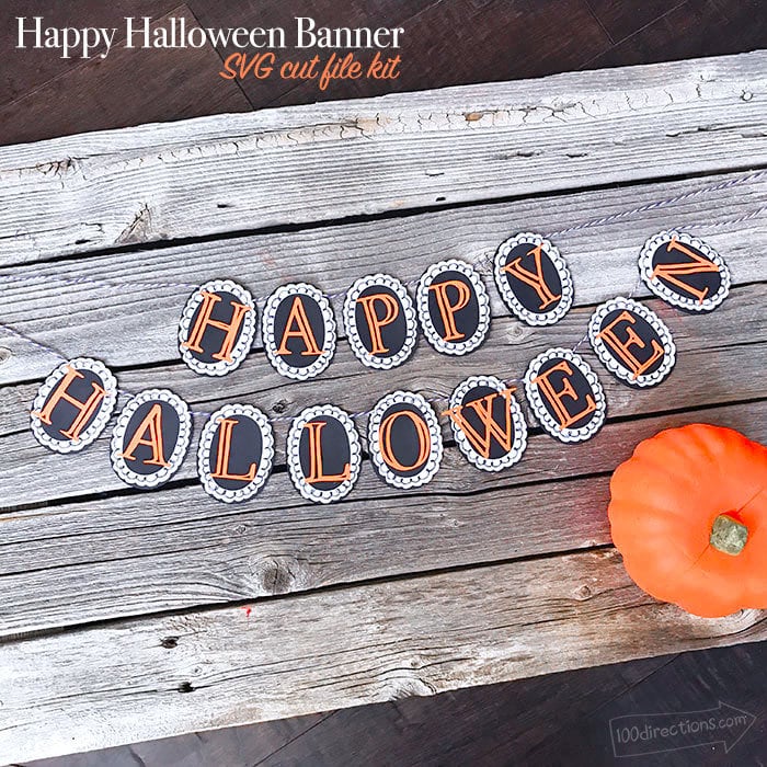 Download DIY Happy Halloween Banner SVG Kit - 100 Directions