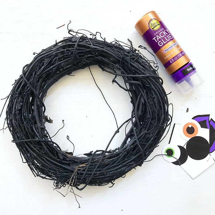 Supplies you need to make a Monster wreath