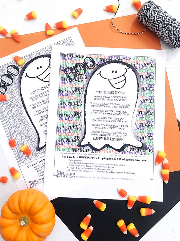 Free Printable Boo sign for Halloween Boo Bags designed by Jen Goode