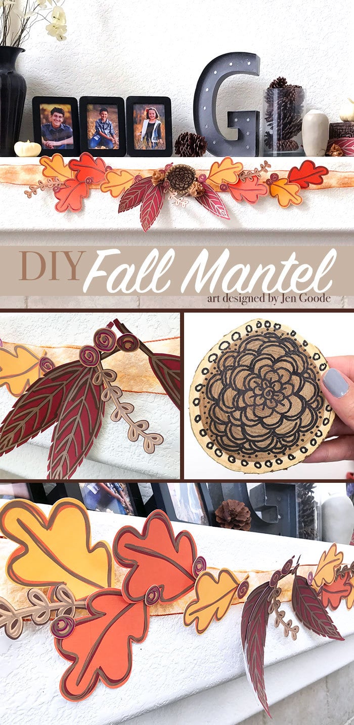 DIY Fall mantel with art designed by Jen Goode