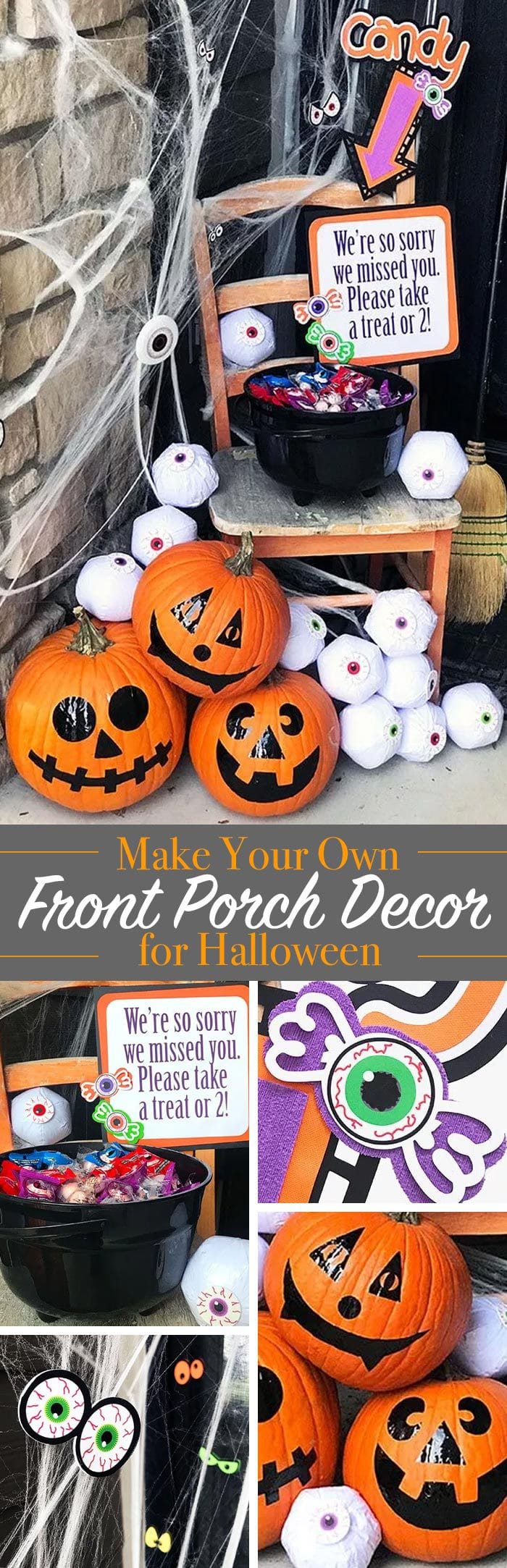 Make your own Halloween Front Porch Decor with Candy Bucket 