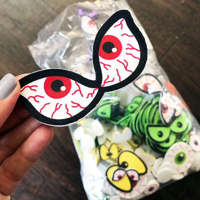 Big bag of eyeball stickers from Oriental Trading CO.