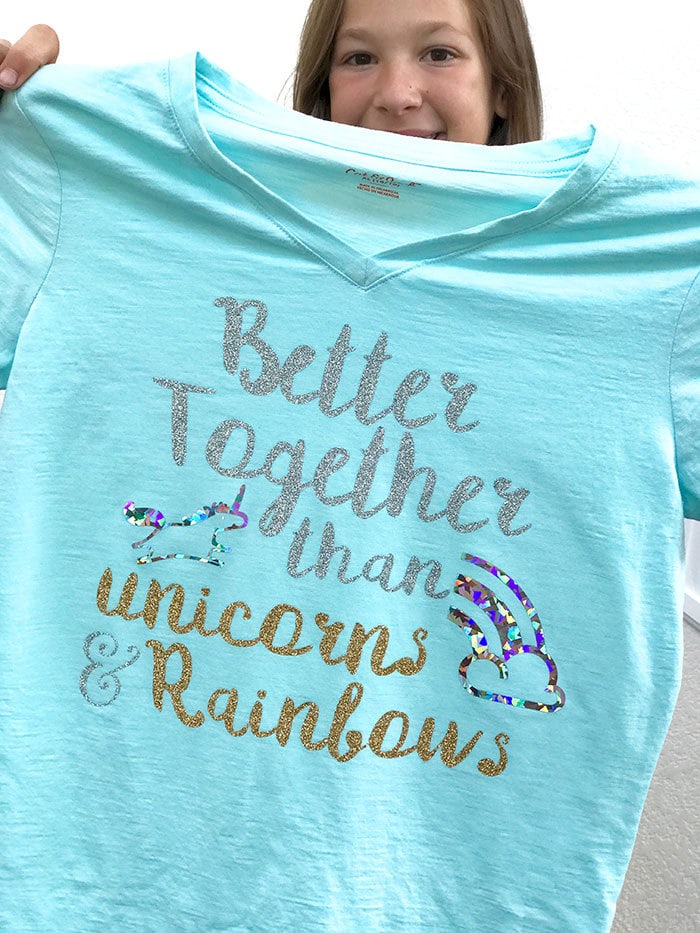 DIY Unicorn and Rainbows BFF shirt