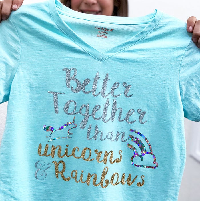 DIY Unicorn and Rainbows BFF shirt