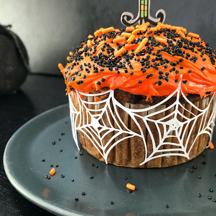 Spiderweb cupcake wrapper - make with your Cricut machine and design by Jen Goode