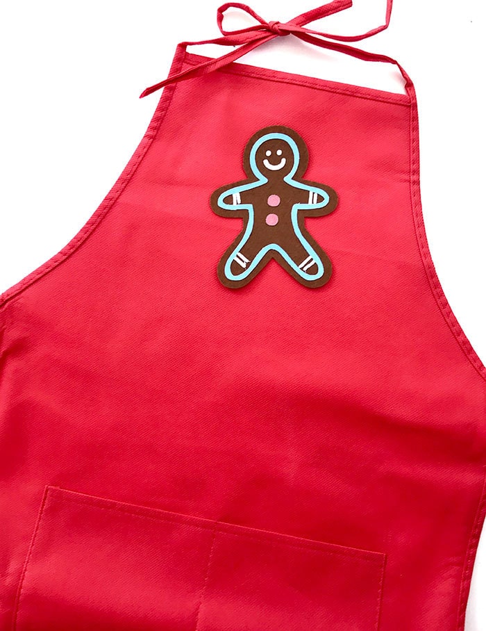 Gingerbread man apron applique made with Cricut