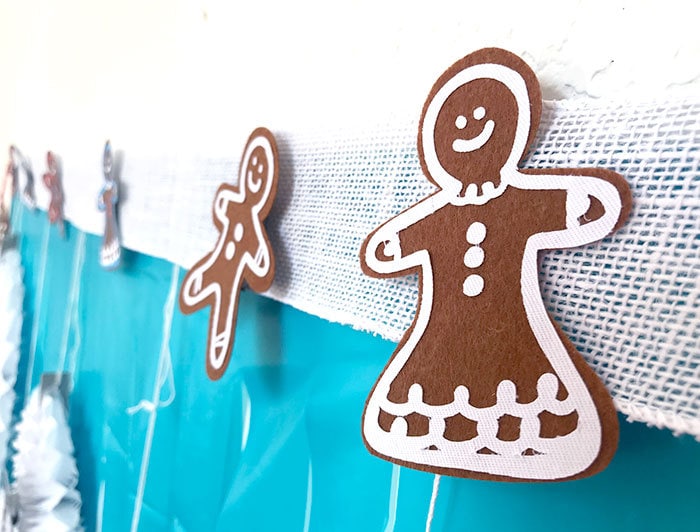 Gingerbread man garland made with Cricut