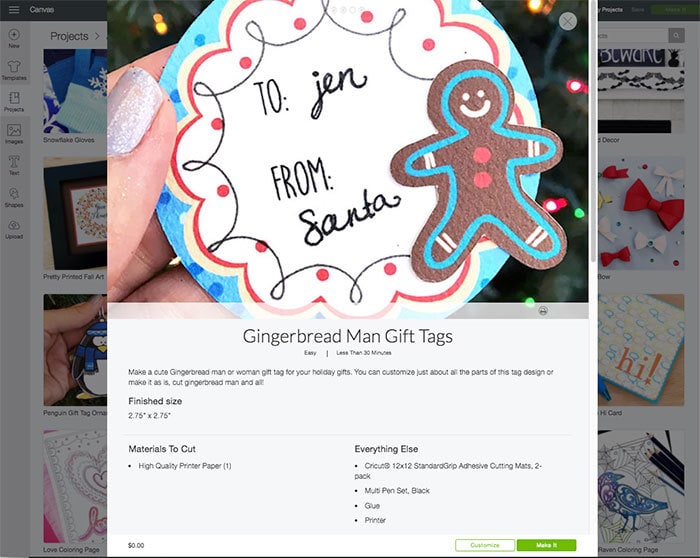 Ready-to-Make Gingerbread Gift tag from Cricut designed by Jen Goode