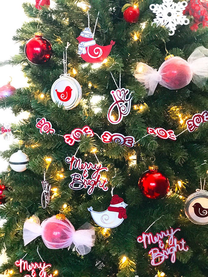 Make Christmas Tree Decor with DIY ornaments you can make with your Cricut - designs created by Jen Goode