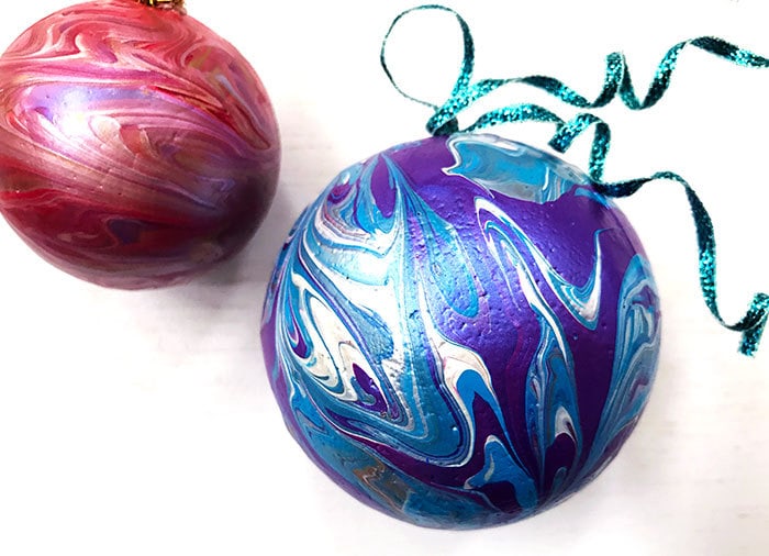 DIY Poured paint ornaments