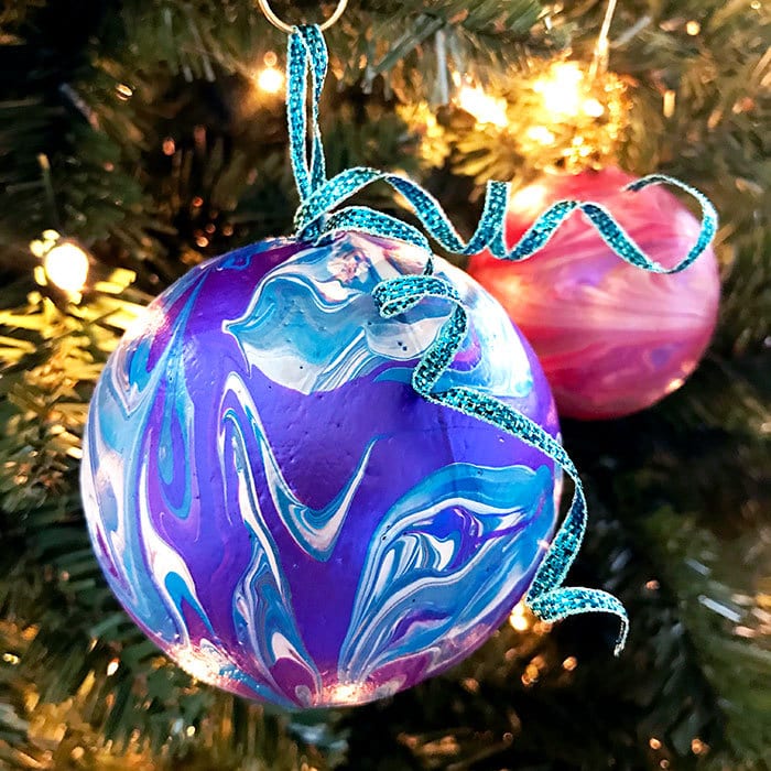 DIY Pretty Poured paint ornaments