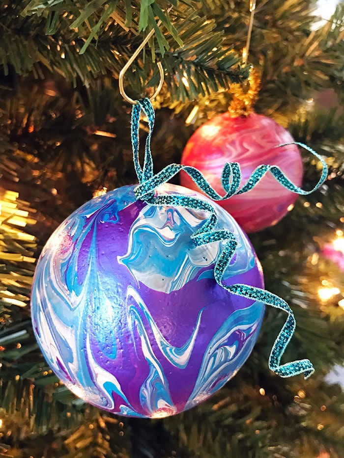 DIY Pretty Poured paint ornaments
