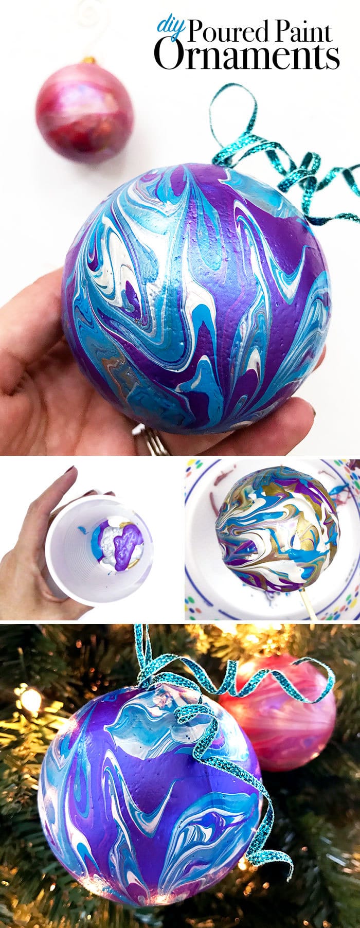 Make your own Poured paint ornaments - full tutorial by Jen Goode