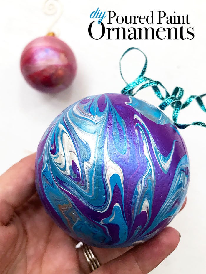 Poured Paint ornaments you can make in 15 minutes
