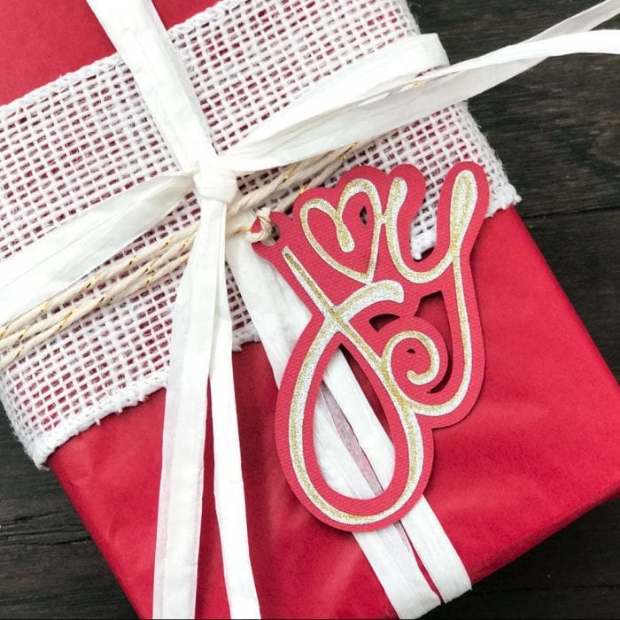 Joy gift tag made with your Cricut designed by Jen Goode