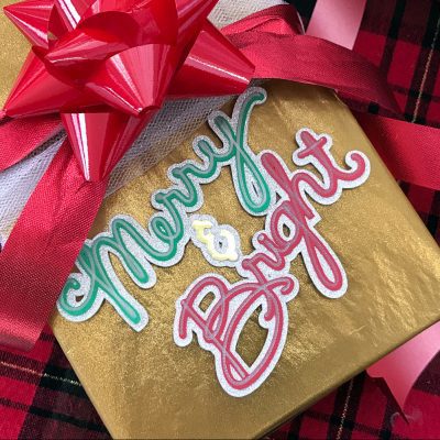 Merry and Bright gift tag made with Cricut and Designed by Jen Goode