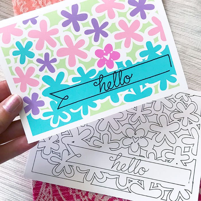 Make a printed card with drawing designs