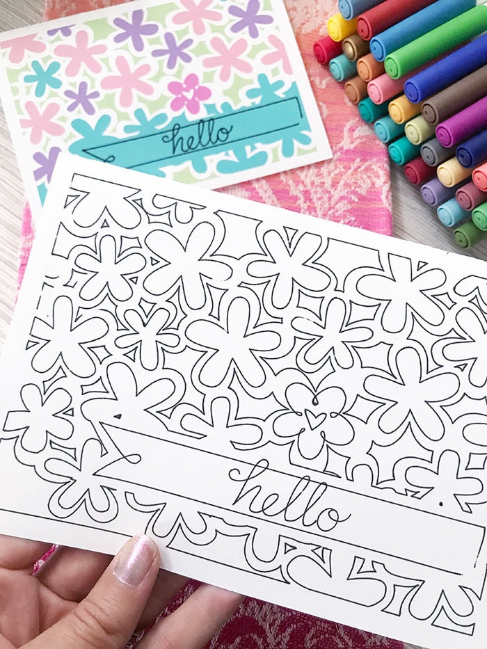 Drawing coloring cards with your Cricut - design by Jen Goode