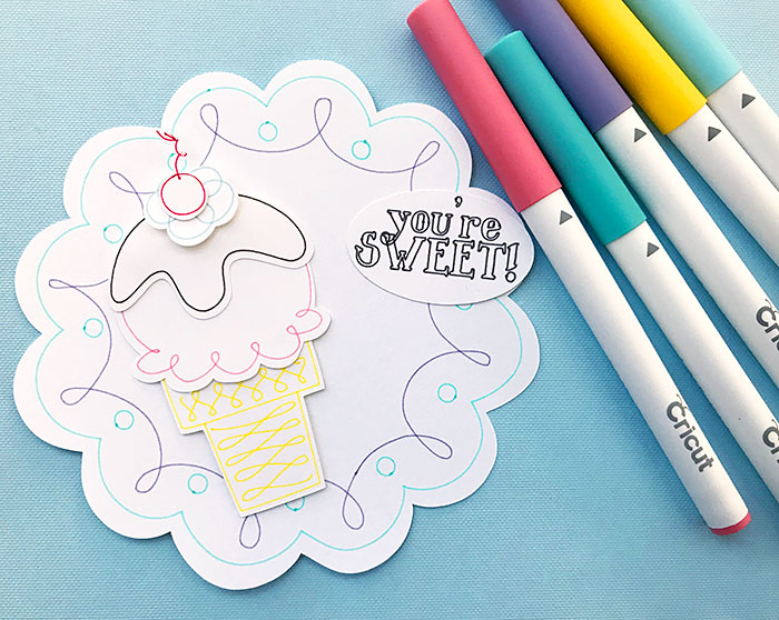 Make this cute ice cream card with your Cricut - designed by Jen Goode