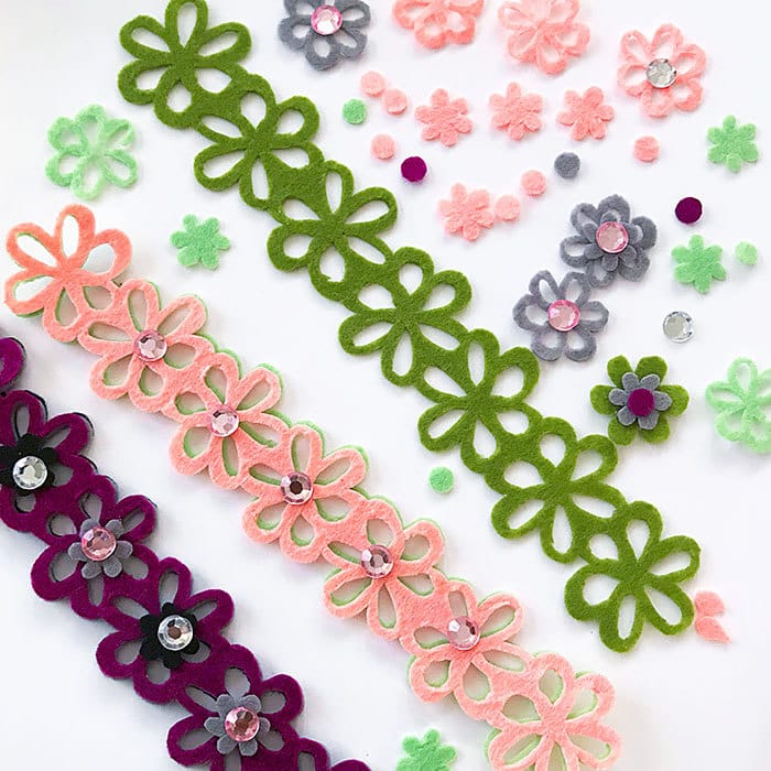 Floral chain cut from felt - designed by Jen Goode