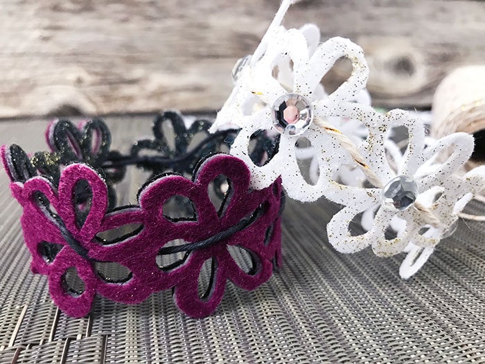 Make pretty bracelets with floral cut felt