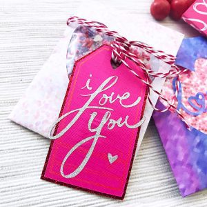 Make your own Valentine I Love You gift tag in minutes with Cricut - designed by Jen Goode