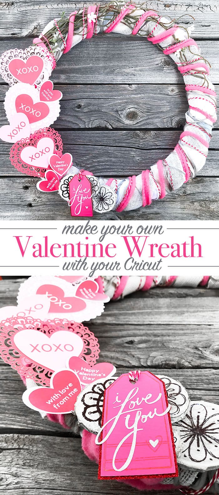 Make a Valentine Wreath with your Cricut - heart designs by Jen Goode
