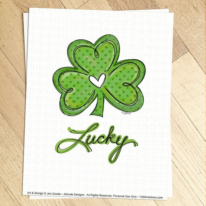 Lucky Shamrock Art Print by Jen Goode