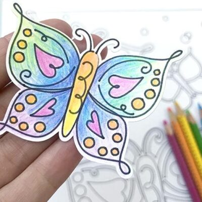 Multi-layered Butterfly with line art accents - art by Jen Goode