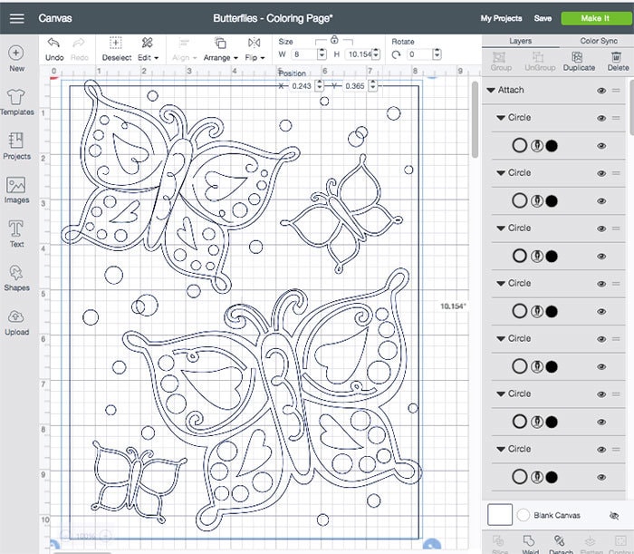 Create a butterfly coloring page using your Cricut and Cricut Design Space