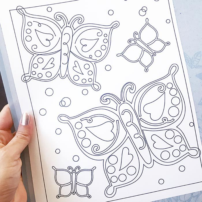 Butterfly coloring page created with SVG and Cricut