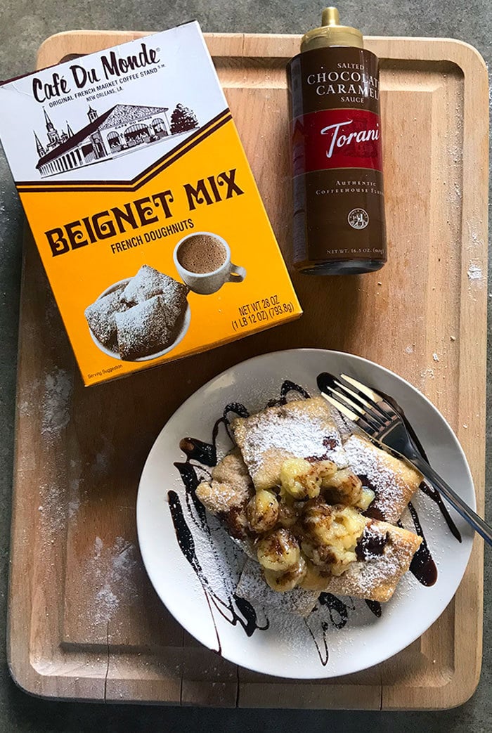 Banana and chocolate beignets for breakfast
