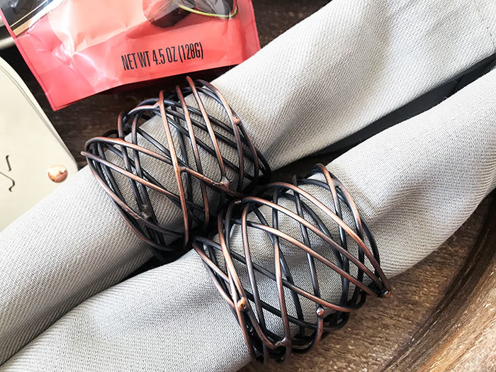 Metal wire napkin rings from Cost Plus World Market