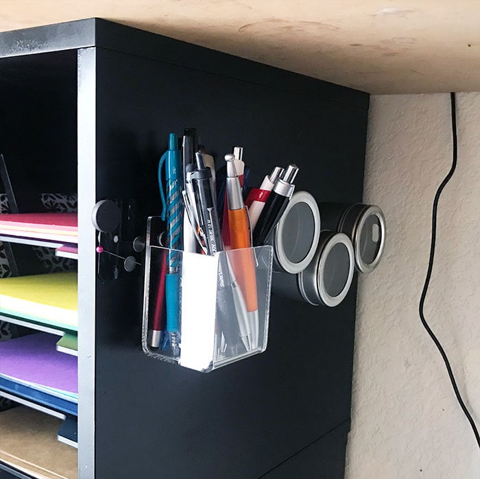 Under-desk storage ideas for craft supplies