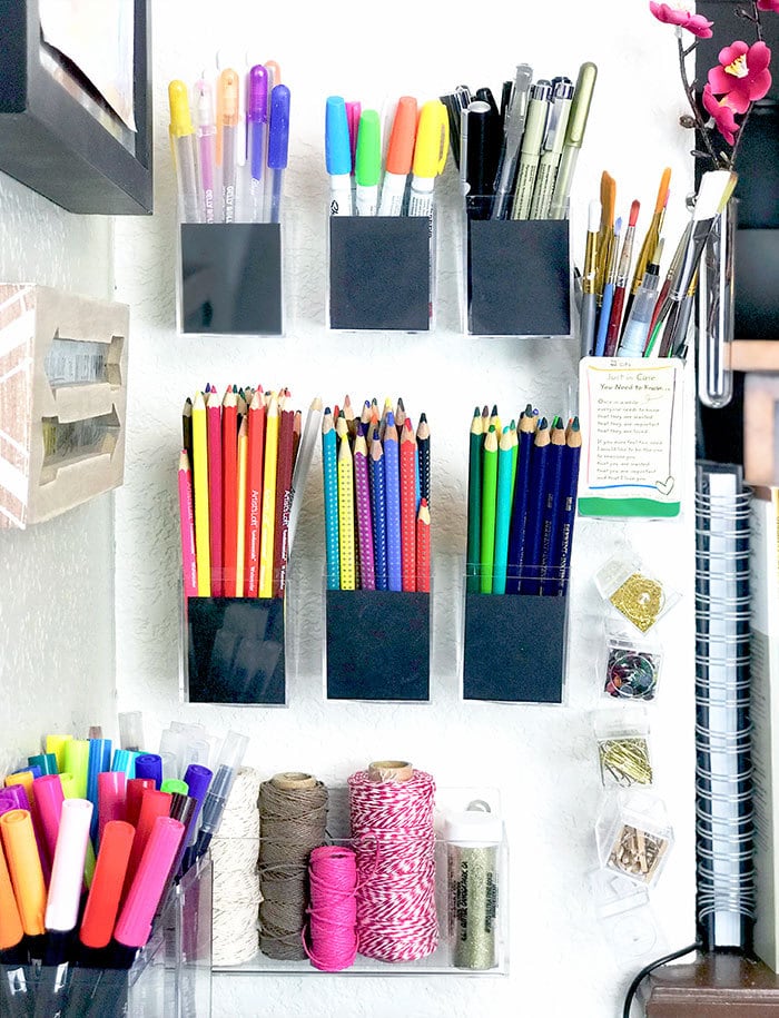 Storing and organizing colour pencils in an art studio / at home  Art  supplies storage, Craft room design, Art supply organization